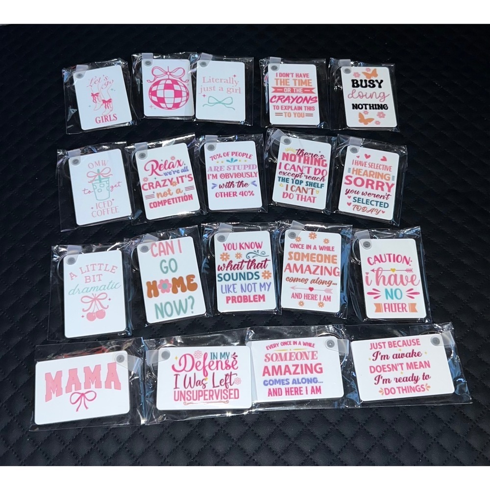 Unbranded Keychain Lot Women OS Multicolor New Sarcastic Quote Graphic 19pc